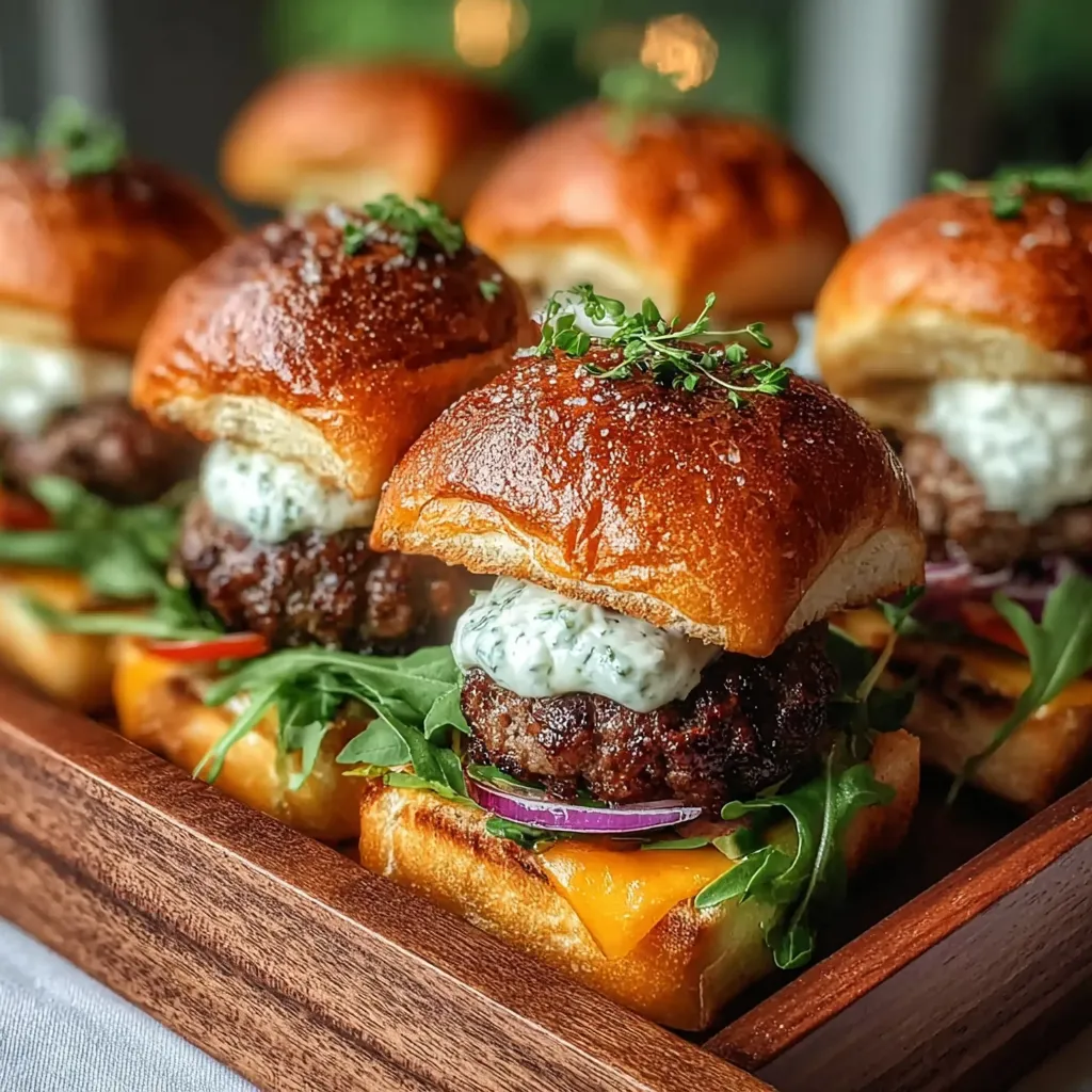 A plate of mini burgers with lettuce and cheese.