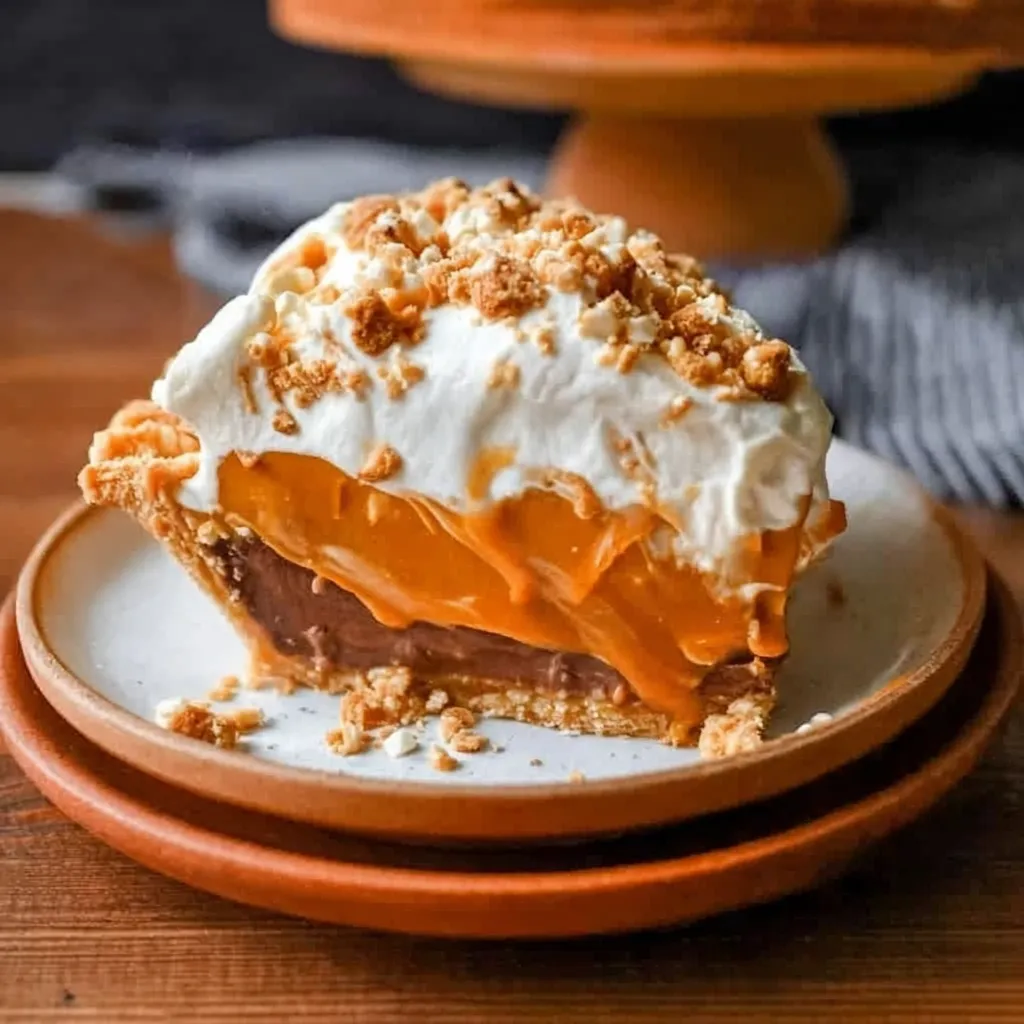 A pie with white frosting and crumbs on top.