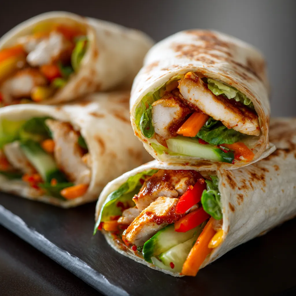 A plate with two wraps on it.