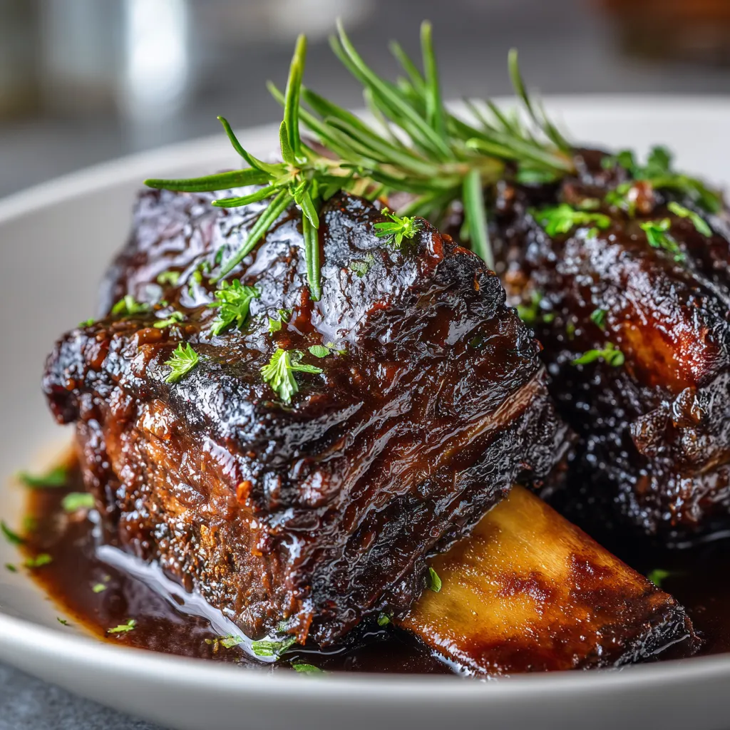 A plate of meat with herbs on top.