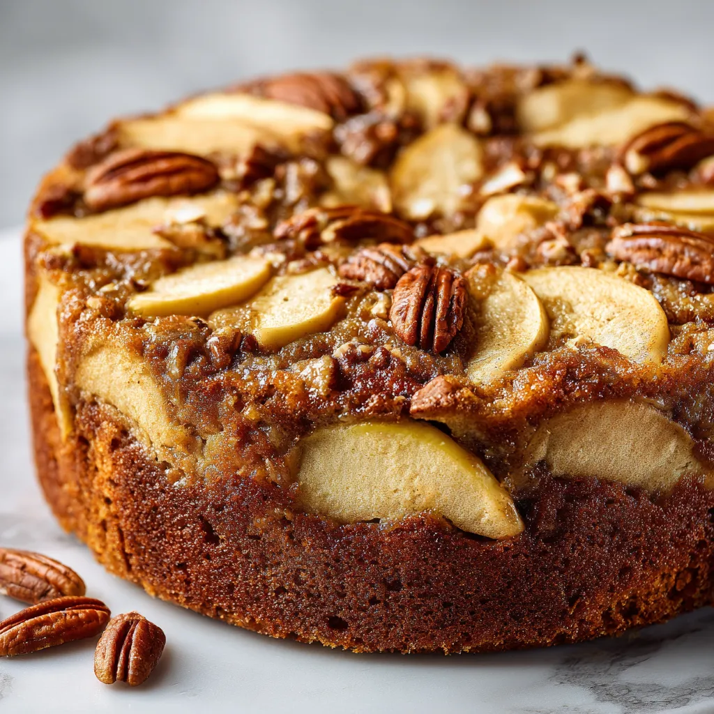 A slice of cake with nuts on top.