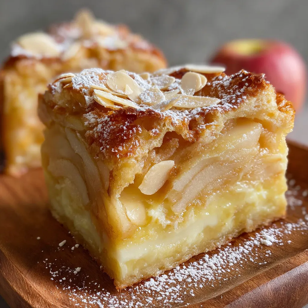 A slice of cake with almonds on top.