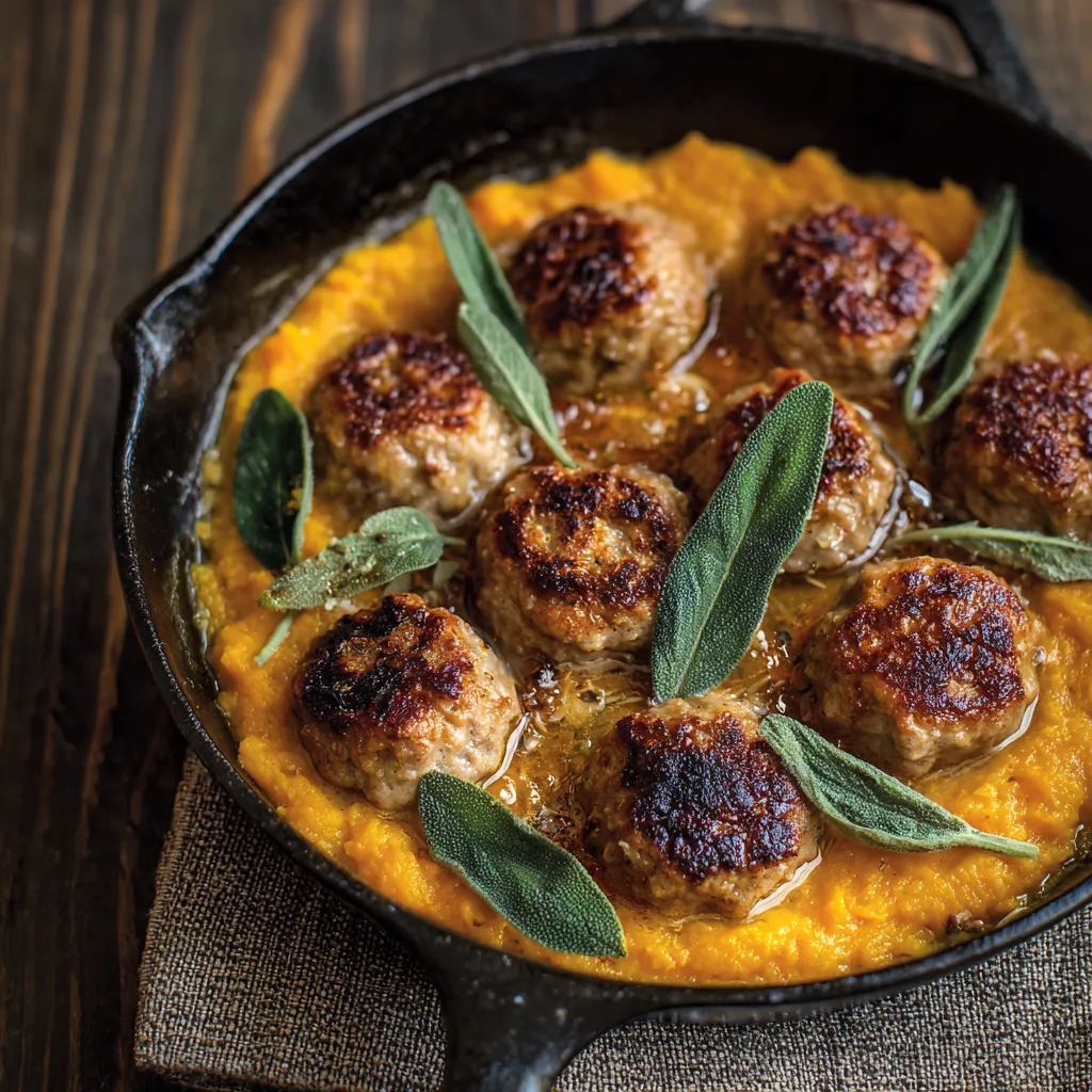 A pan of meatballs in a sauce.