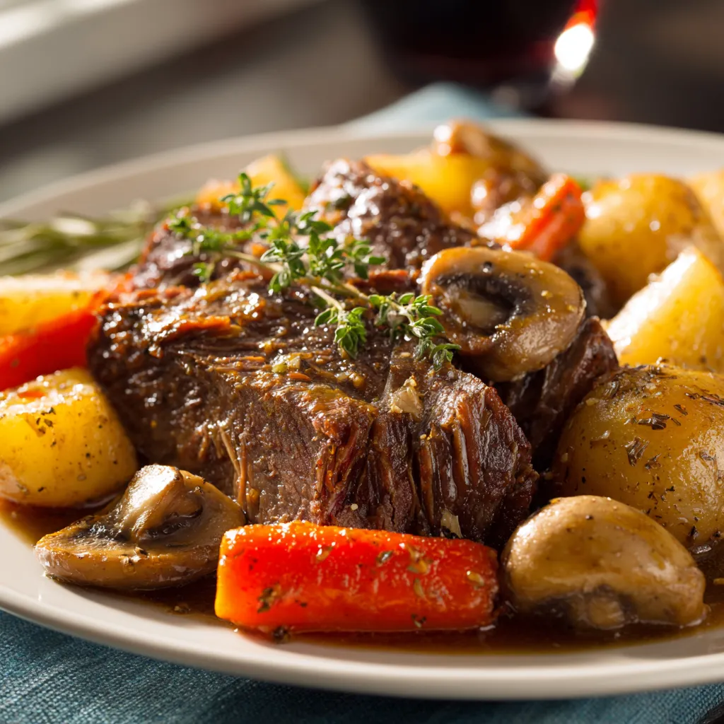 A plate of meat and vegetables.