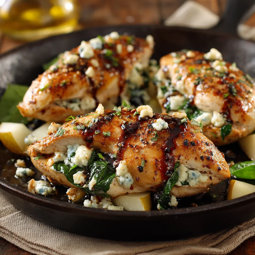 Chicken with blue cheese and lemon.