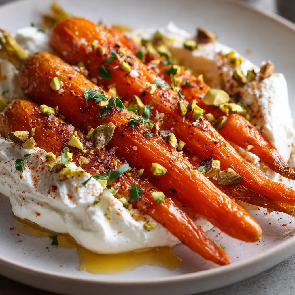 A plate of carrots with white sauce.