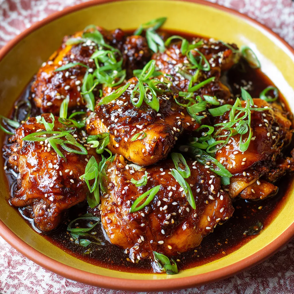 A bowl of chicken with sauce.