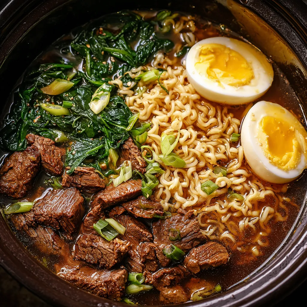 A bowl of noodles with eggs and meat.