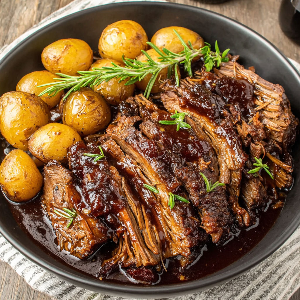 A plate of meat and potatoes.