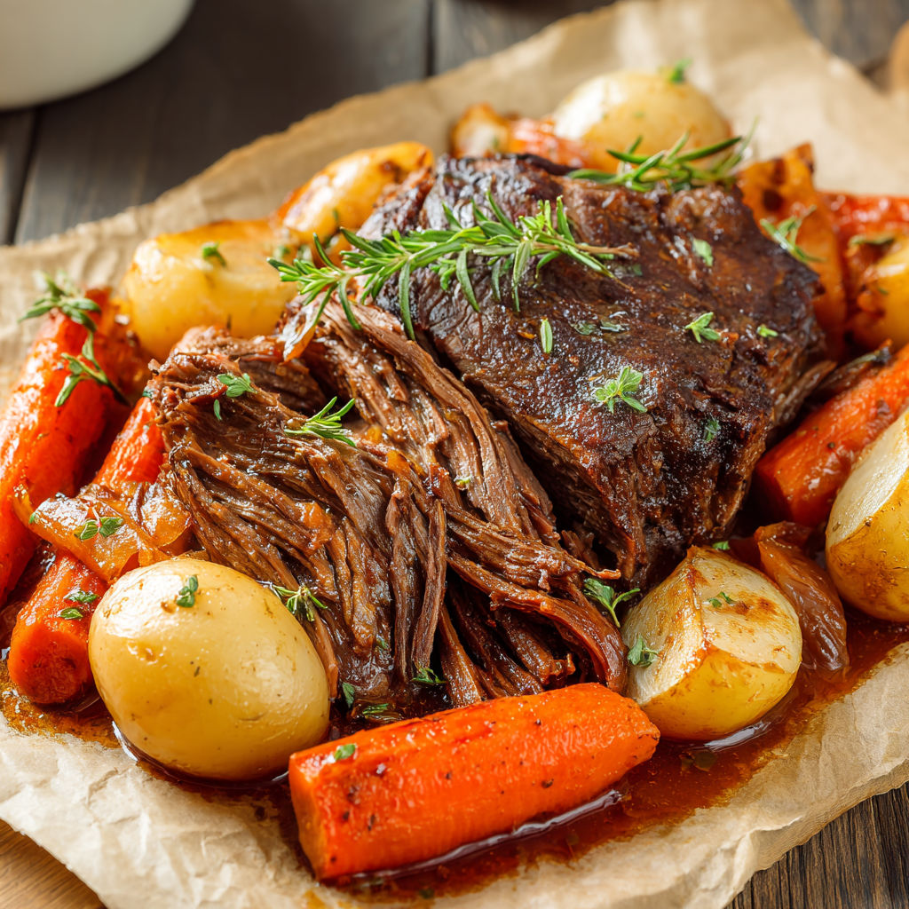 A recipe for beef stew with potatoes, carrots, and parsley.