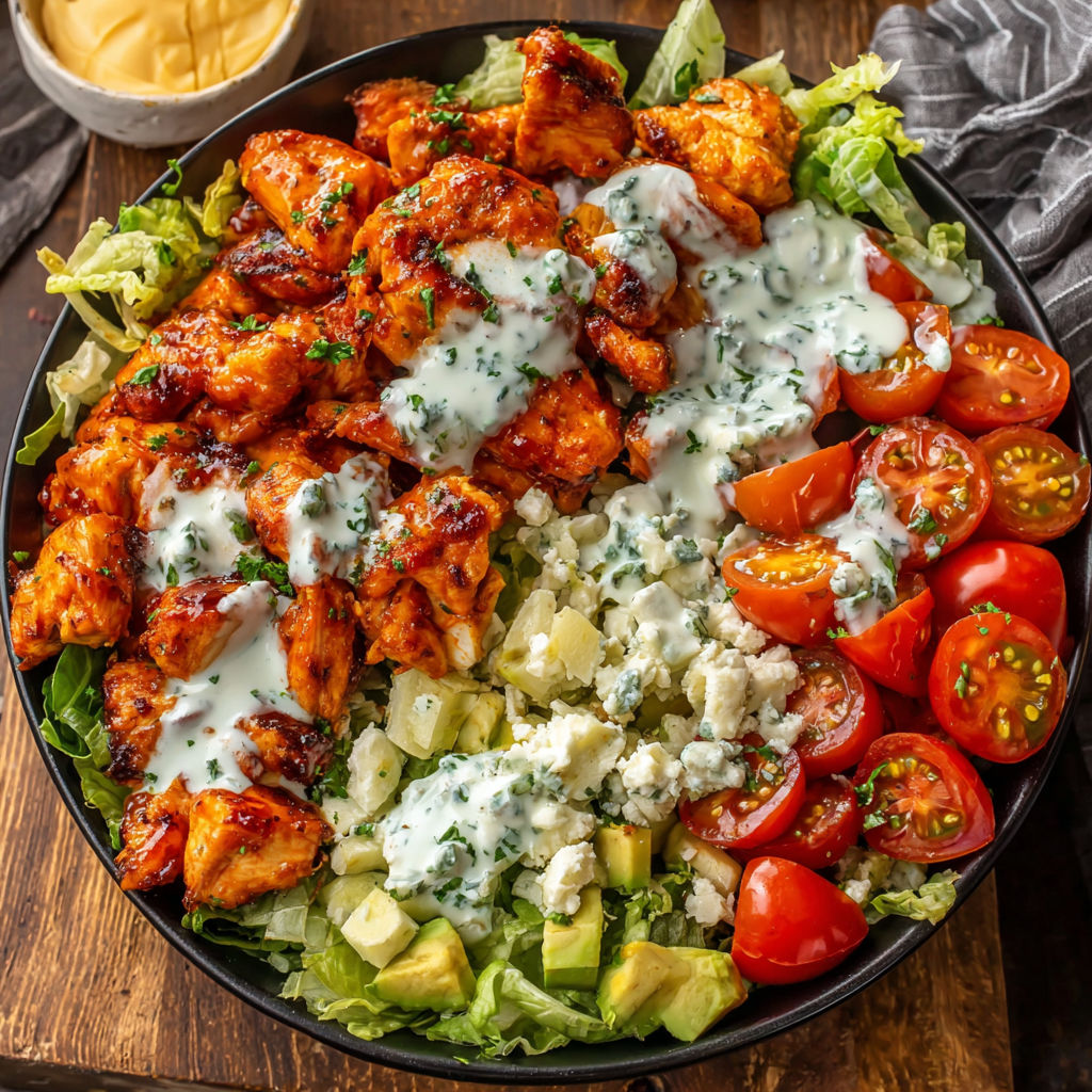 A plate of food with chicken, tomatoes, lettuce, and cheese.
