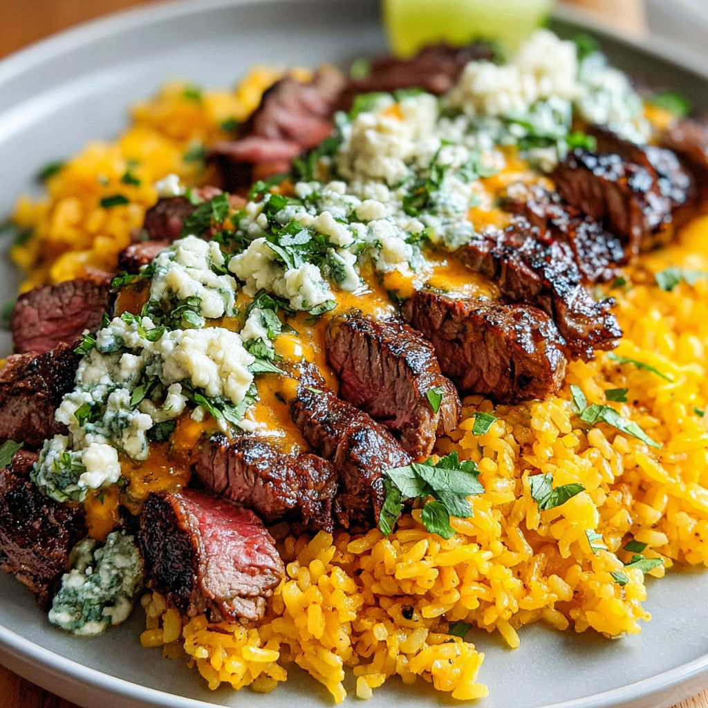 A plate of food with meat and rice.