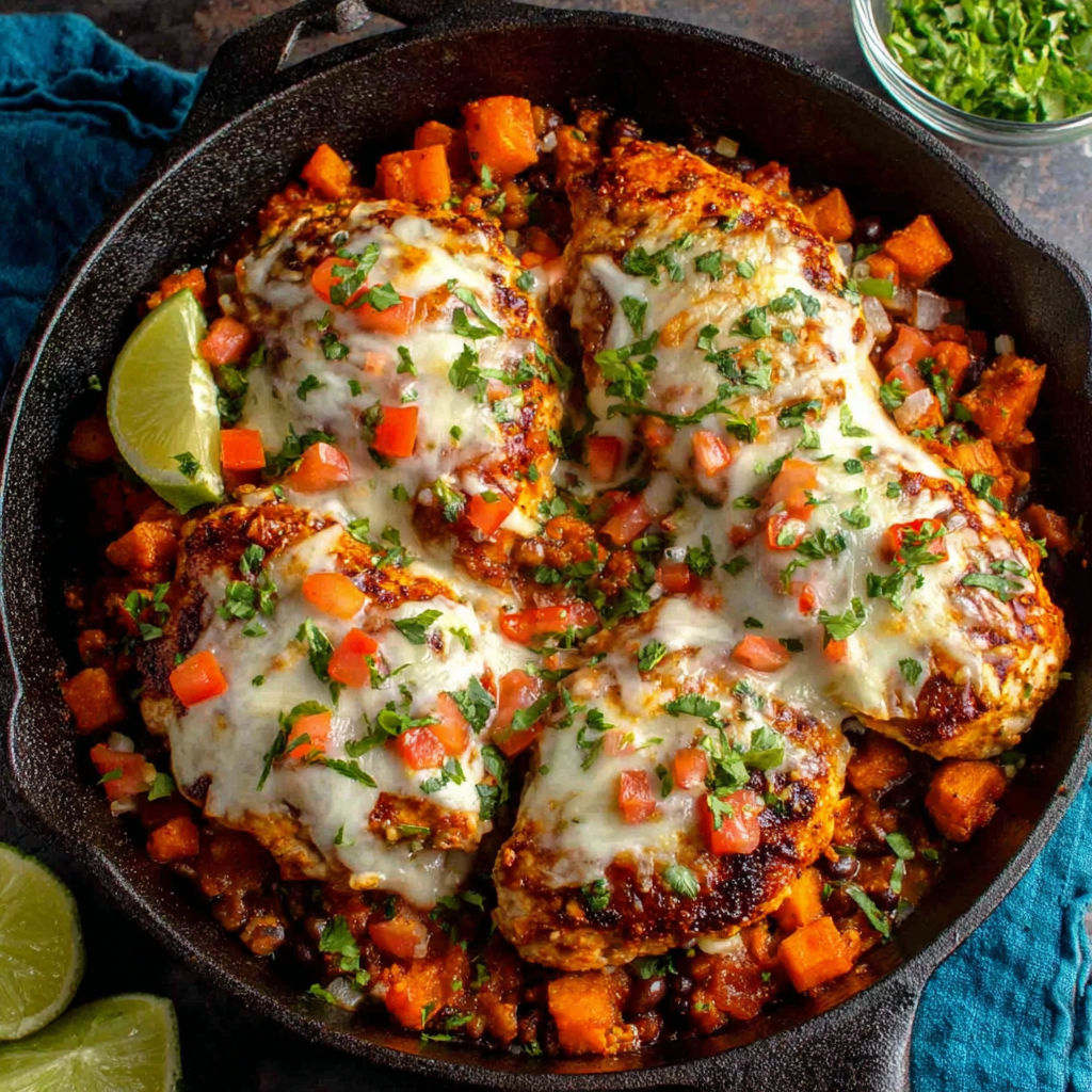 A pan of food with chicken and vegetables.
