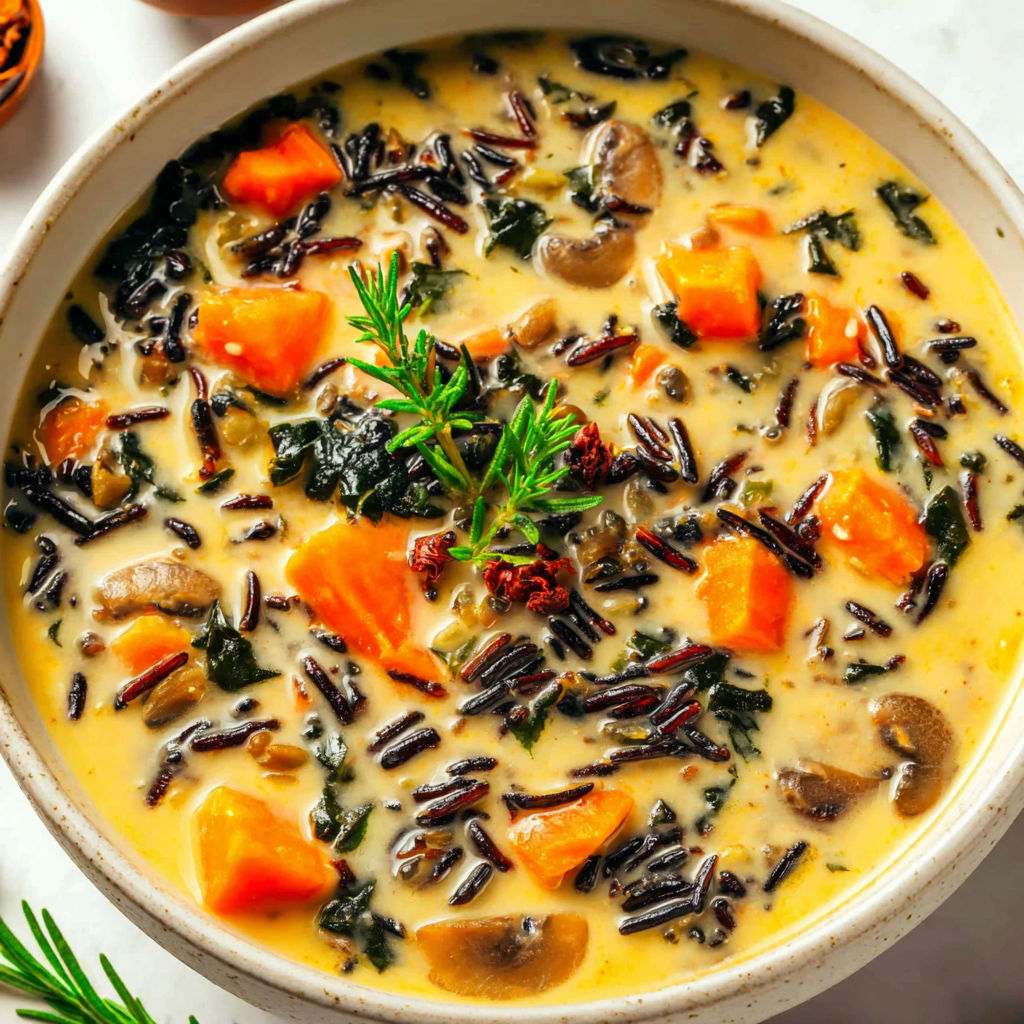 A bowl of soup with vegetables and rice.