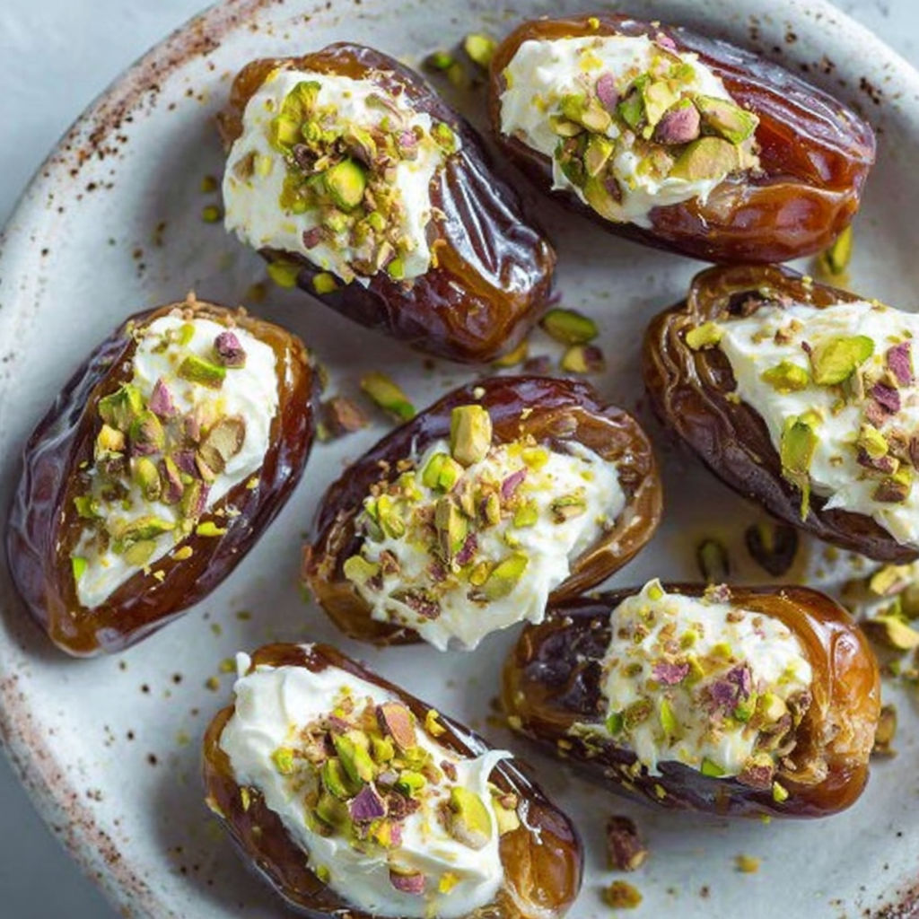A plate of food with a recipe for a fruit dessert.
