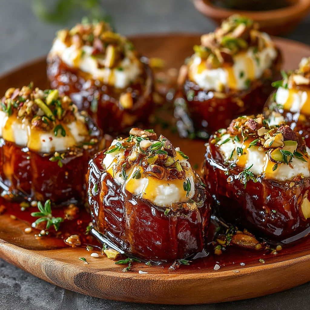 A wooden platter with 6 different kinds of food.