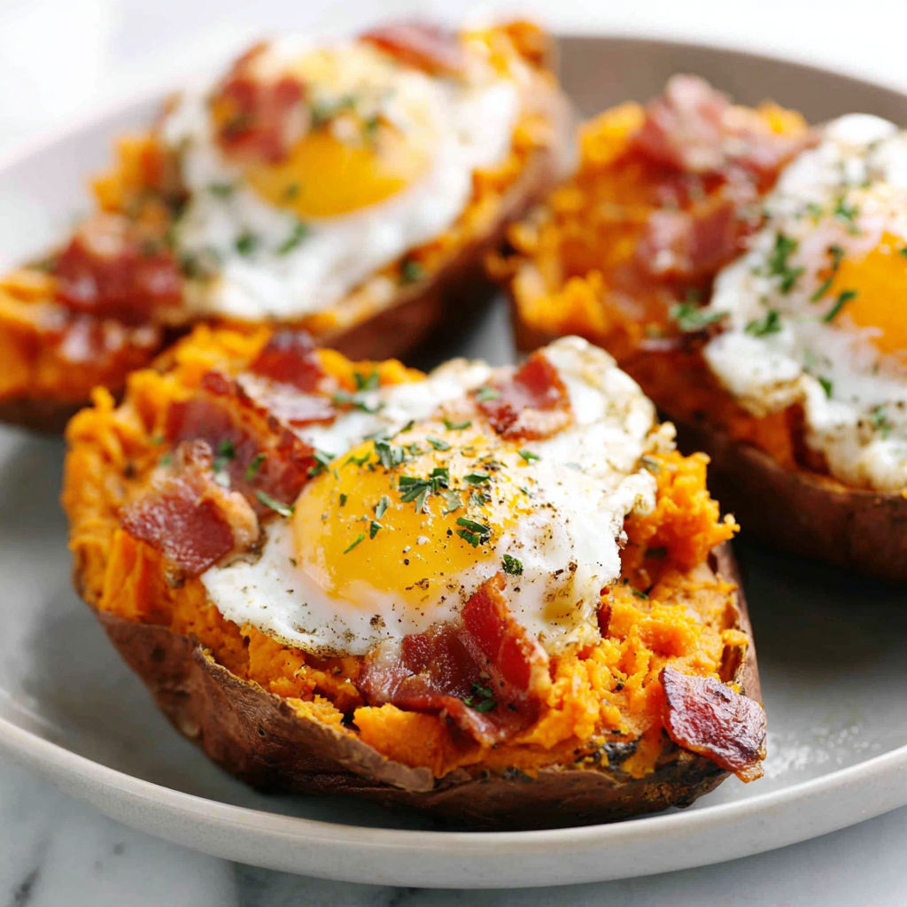 A plate of food with eggs and bacon.