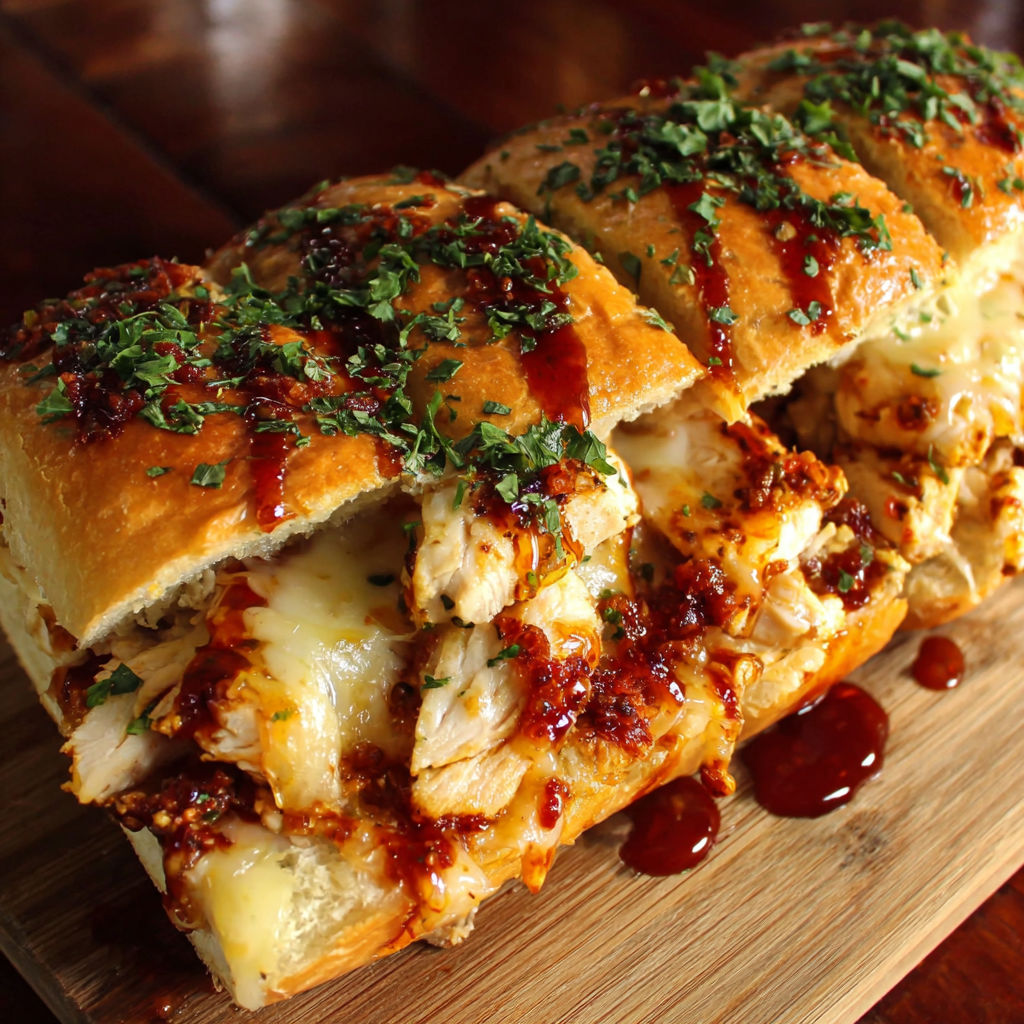A sandwich with meat and cheese on a wooden table.