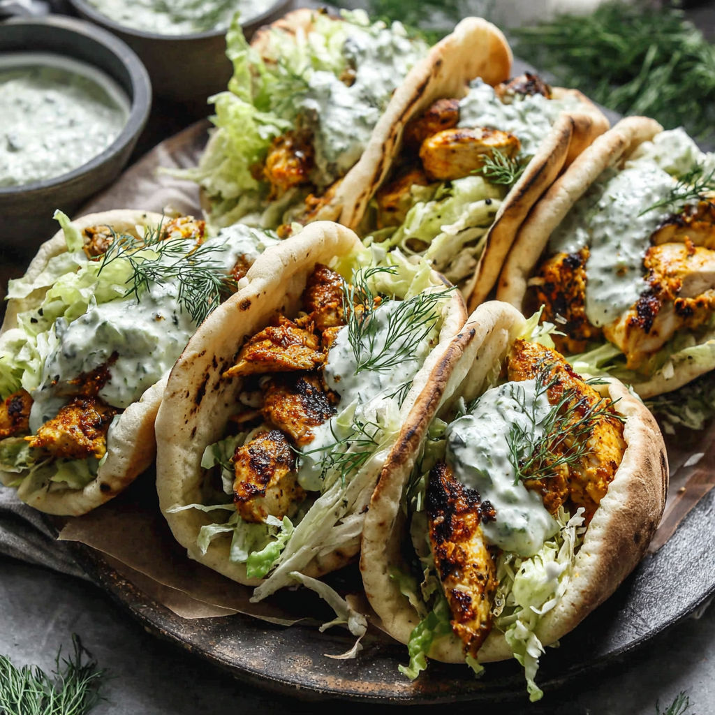 A plate of chicken sandwiches with lettuce and white sauce.