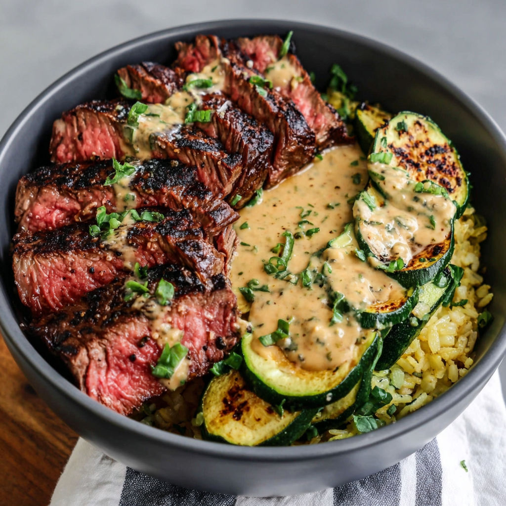 A bowl of food with meat, rice, and vegetables.