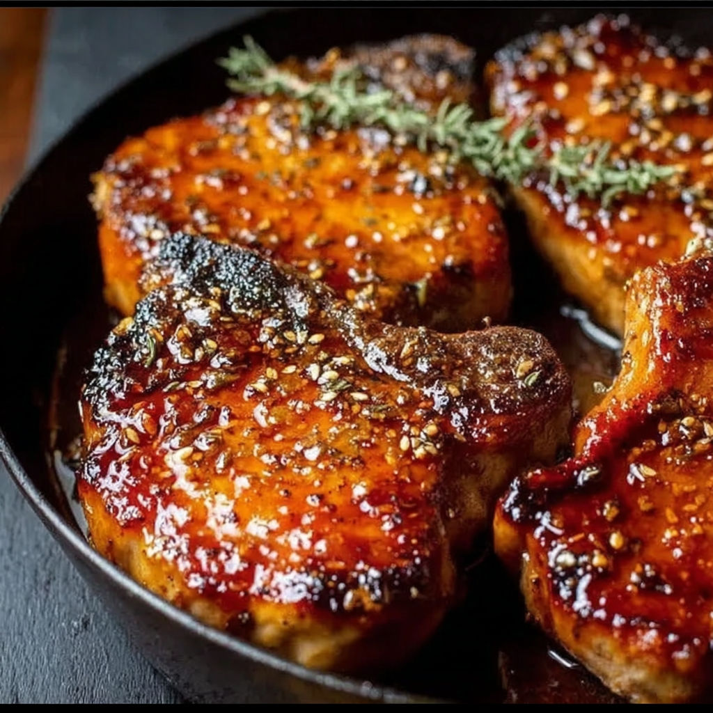 A pan of meat with a sprig of rosemary on top.