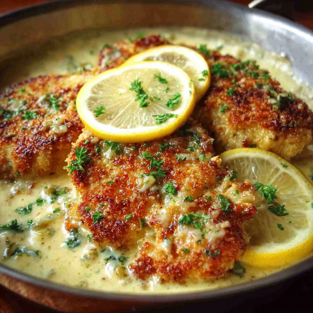 A plate of food with lemon wedges on top.