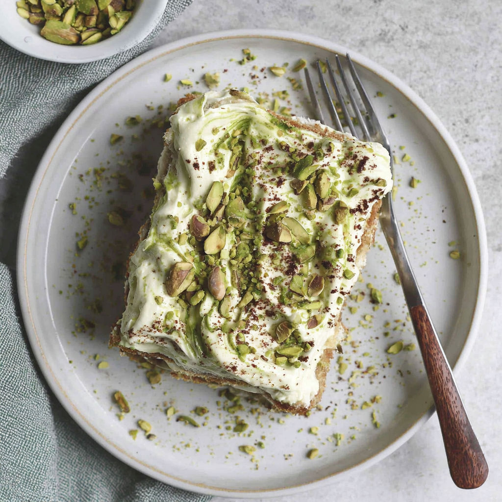 A slice of cake with almonds on top.