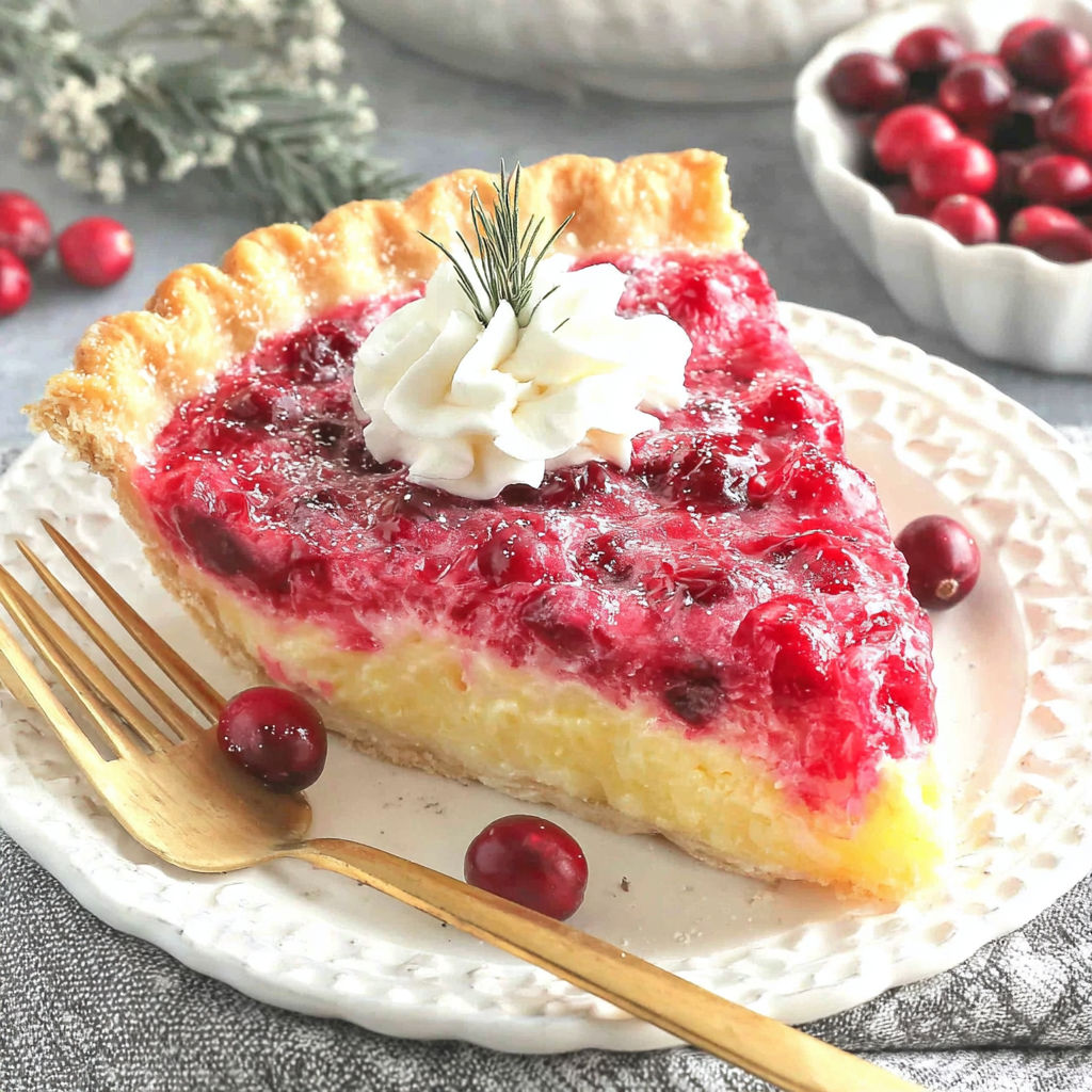 A slice of pie with whipped cream on top.