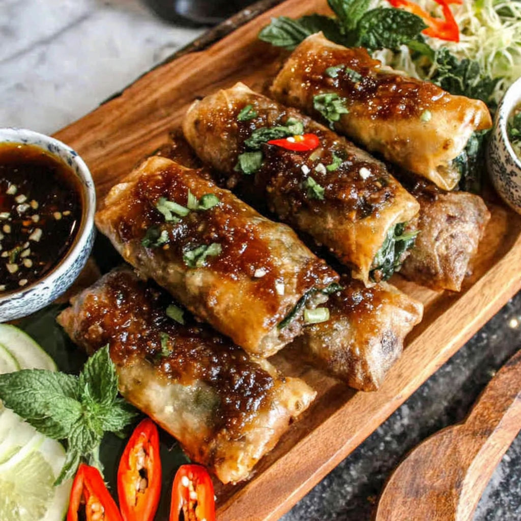 A wooden platter with a variety of food items.