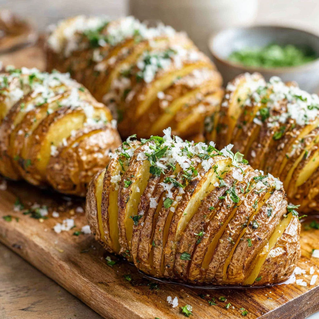 A close up of a potato with cheese and herbs on top.
