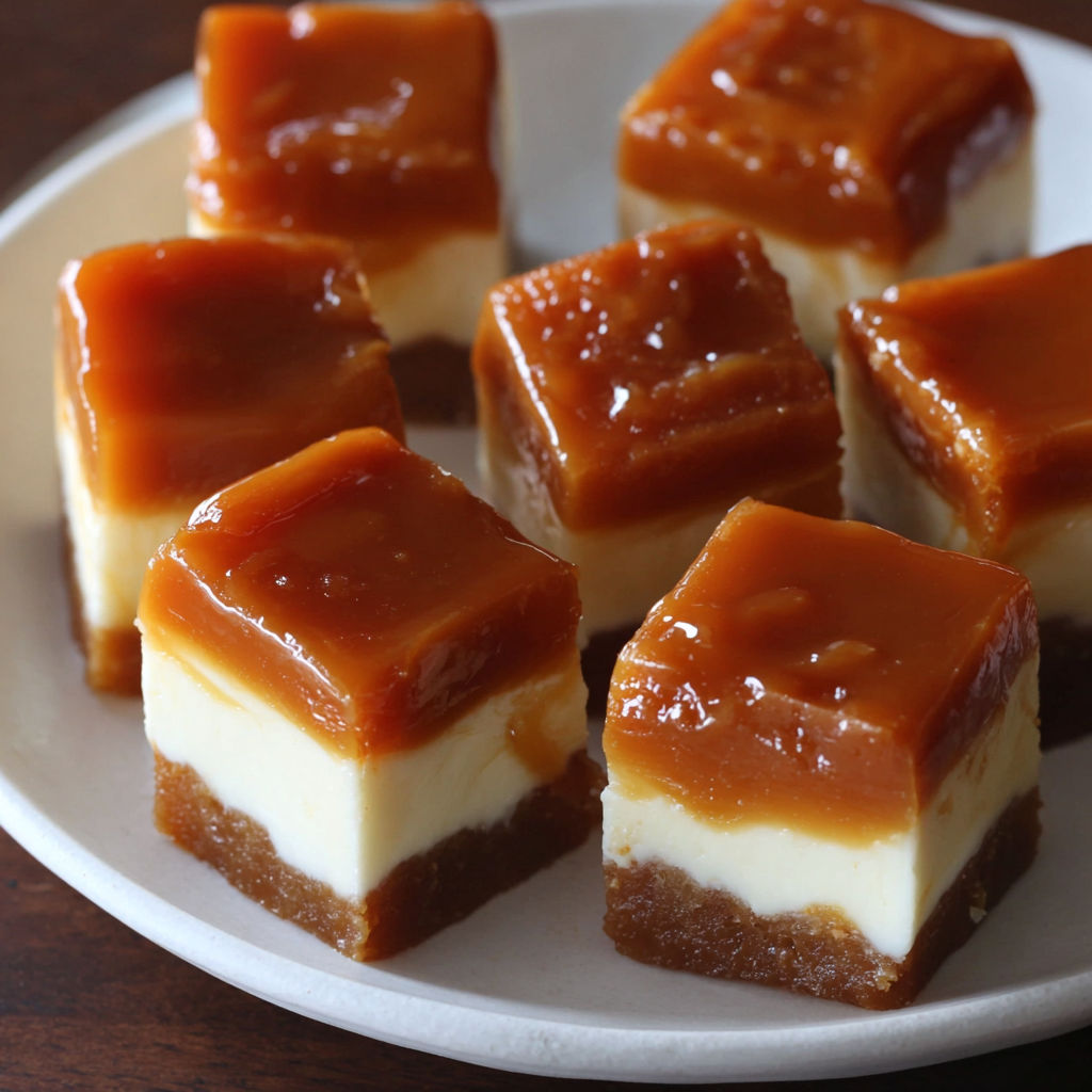 A plate of desserts with a recipe on the side.
