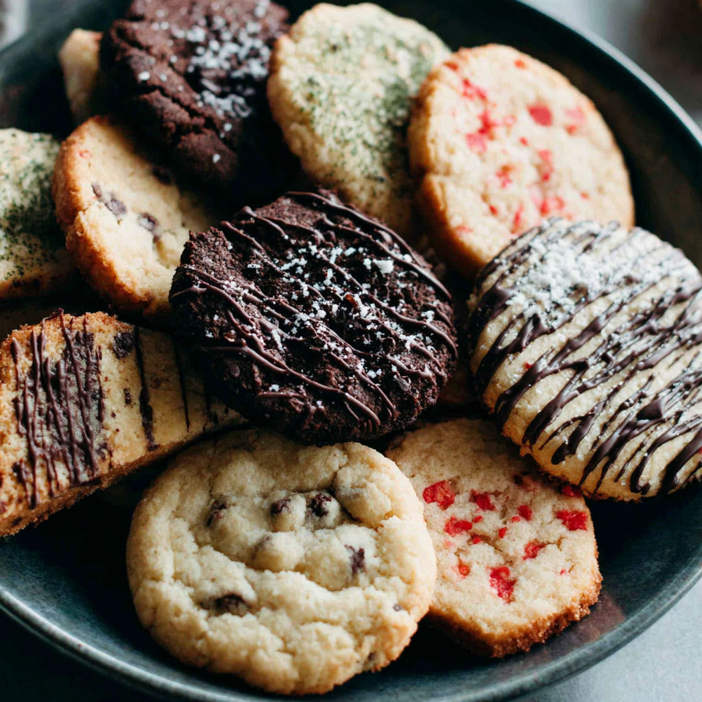 A bowl of cookies with various flavors.