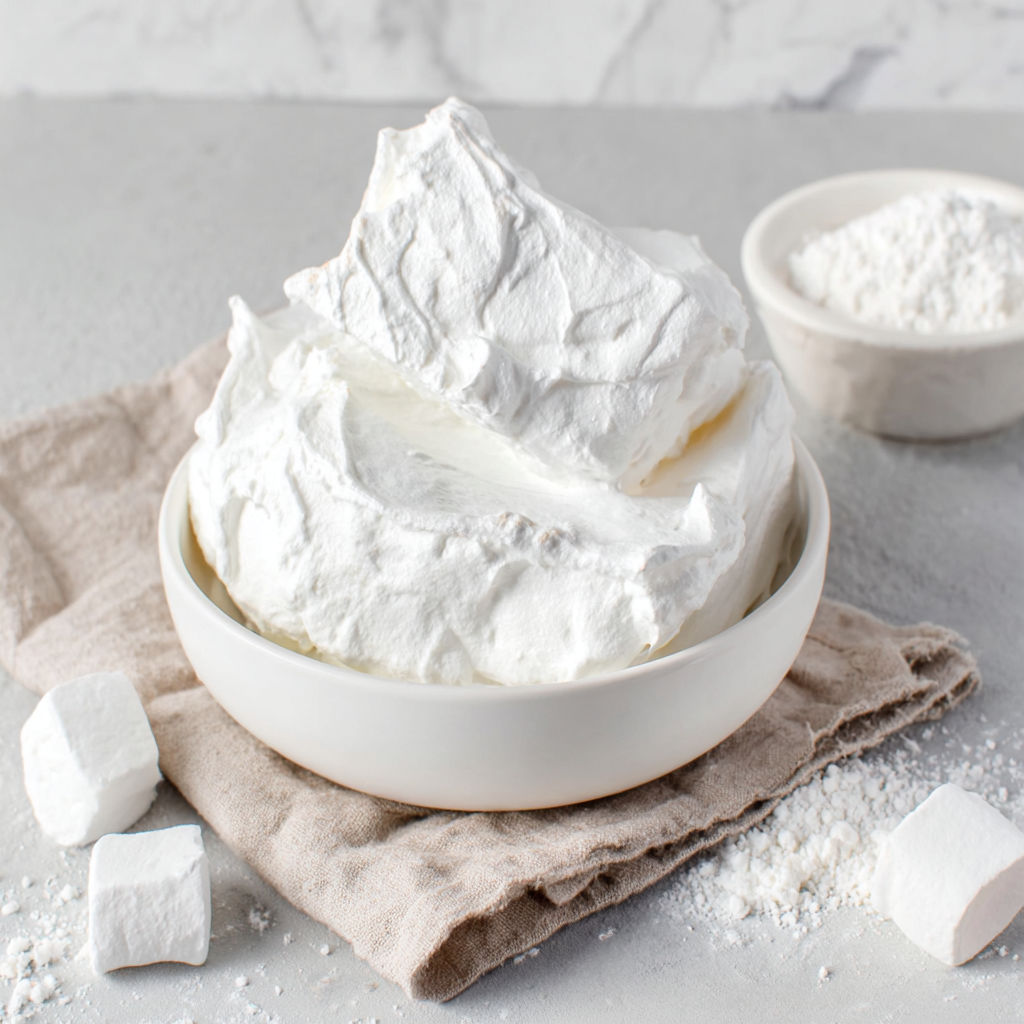 A bowl of whipped cream with a spoon in it.
