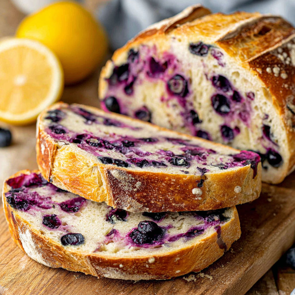 A loaf of bread with blueberries in it.