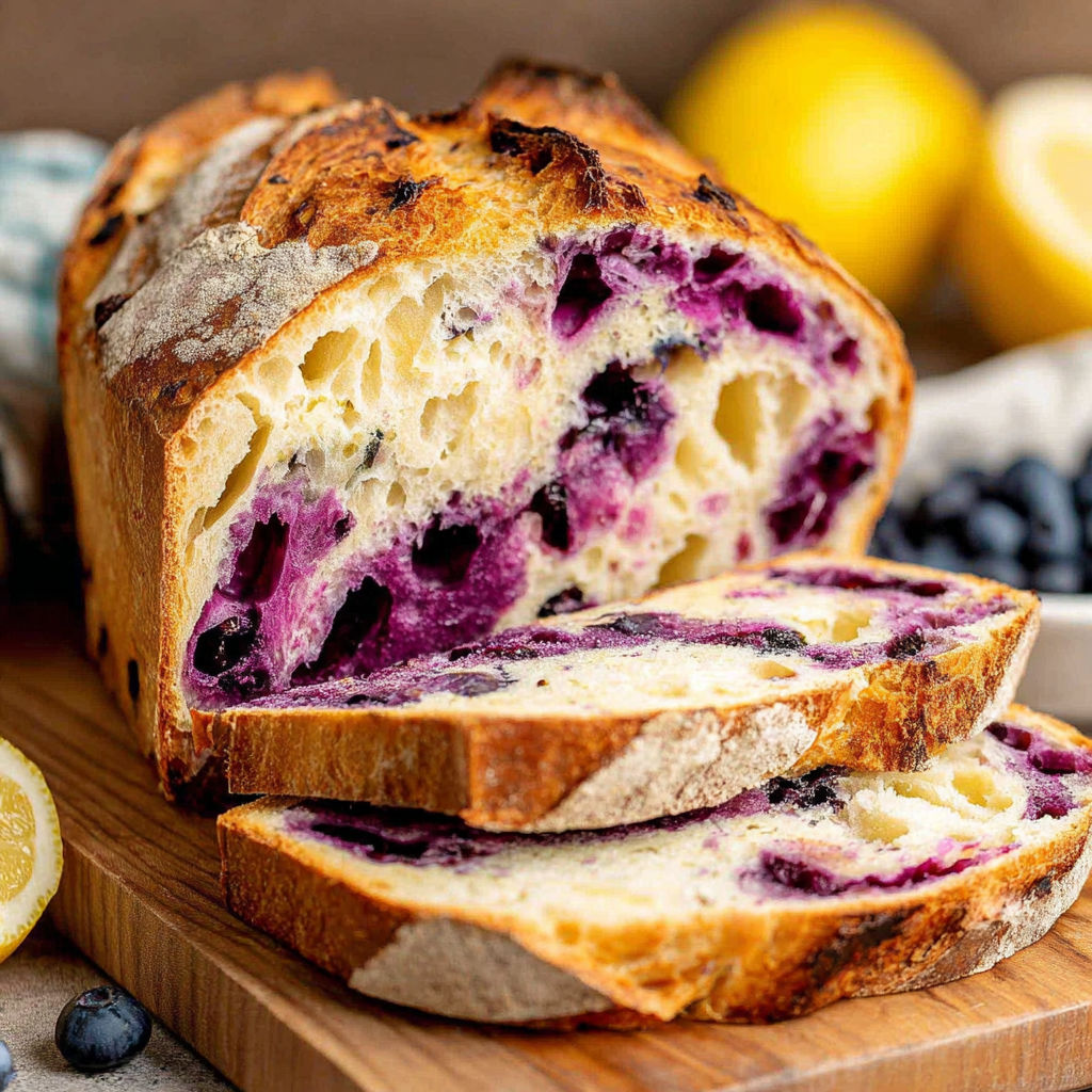 A loaf of bread with blueberries in it.