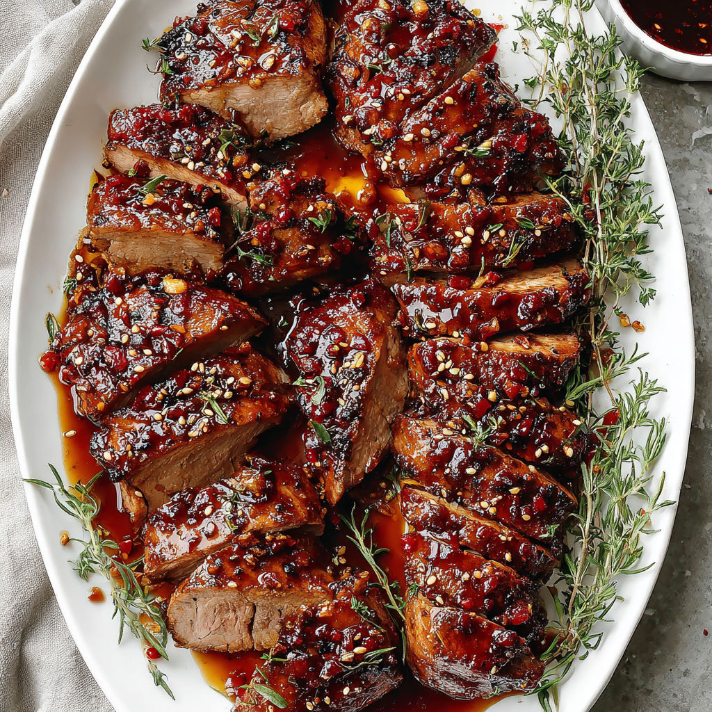 A plate of meat with a recipe on the side.