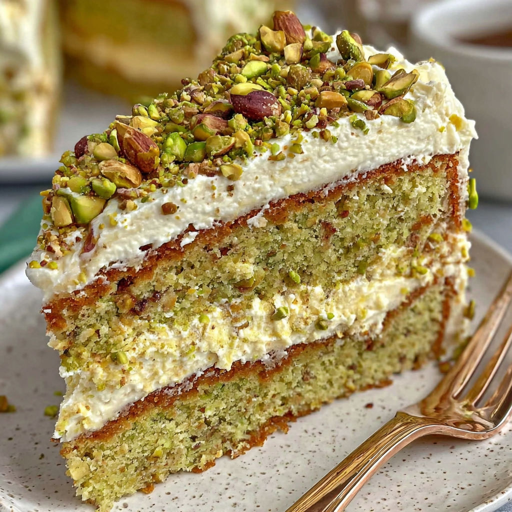 A slice of cake with almonds on top.