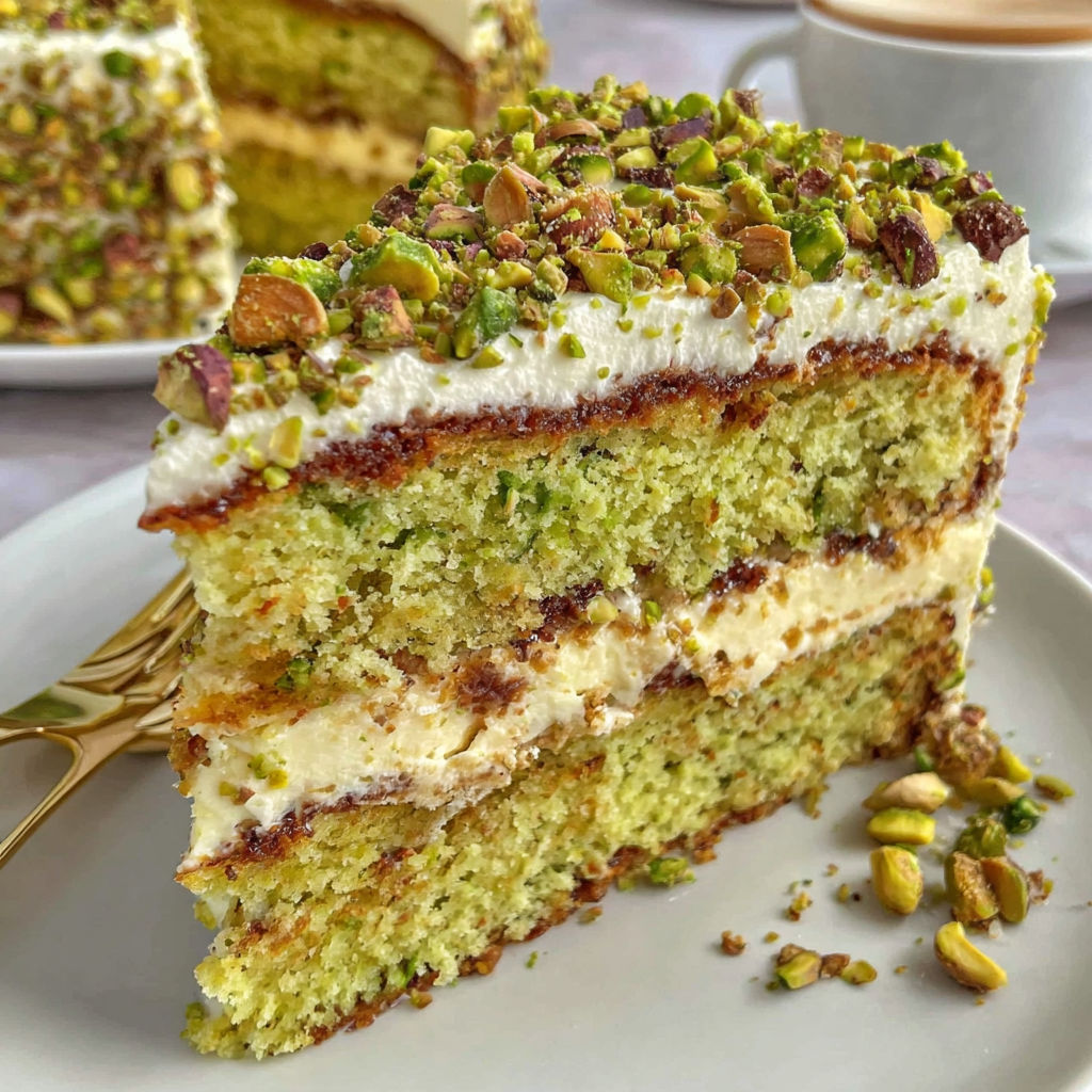 A slice of cake with almonds on top.