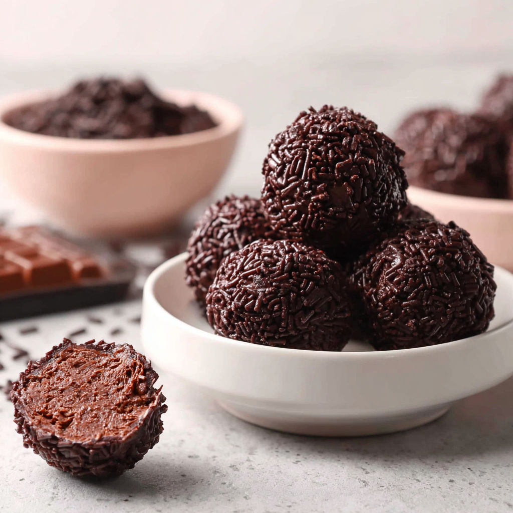 A bowl of rice balls and a bowl of chocolate chips.