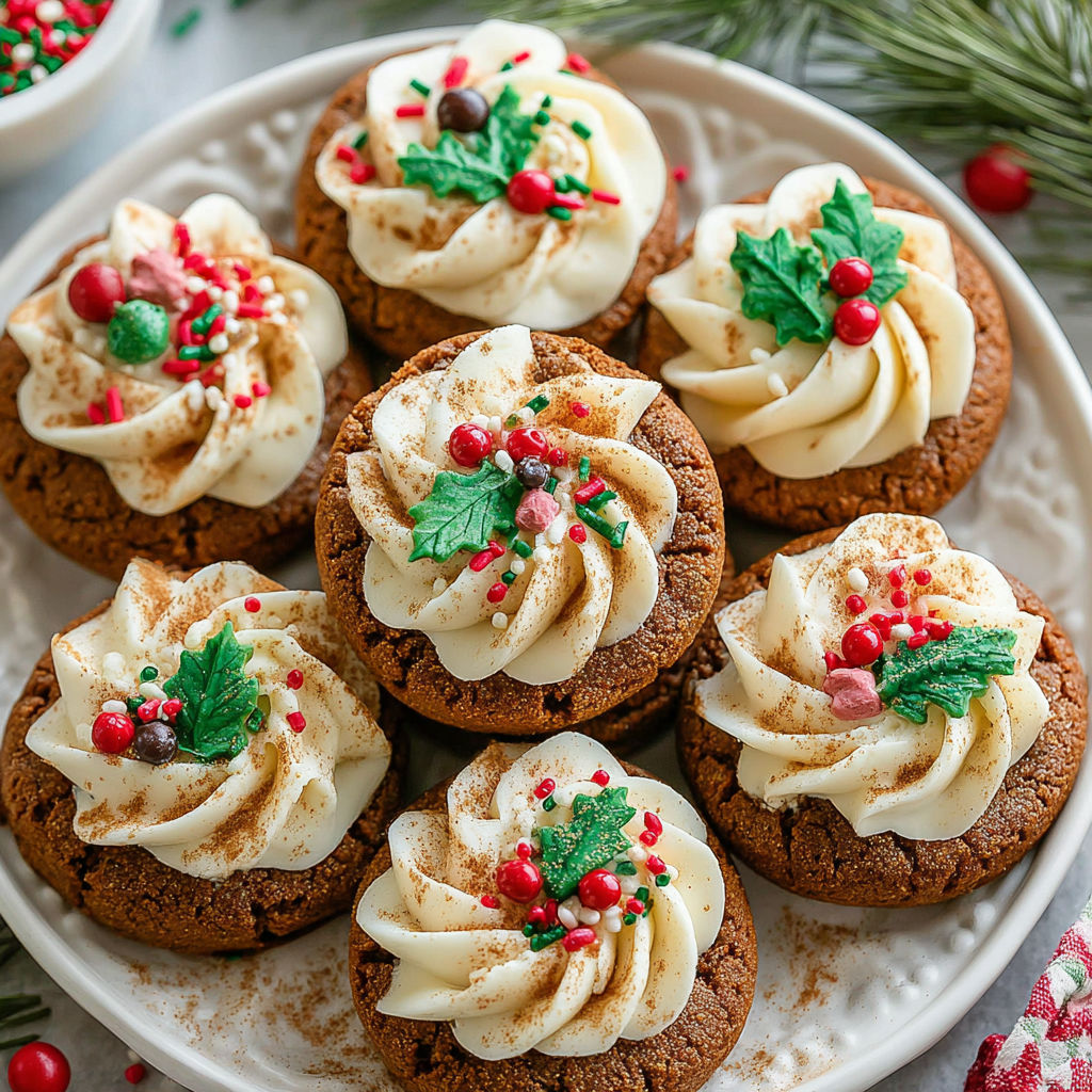 A plate of cookies with white frosting and red sprinkles.