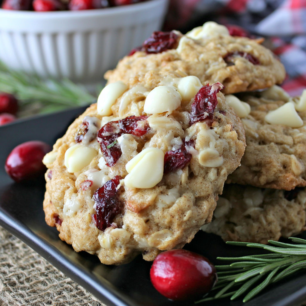 A plate of cookies with white icing and red berries.