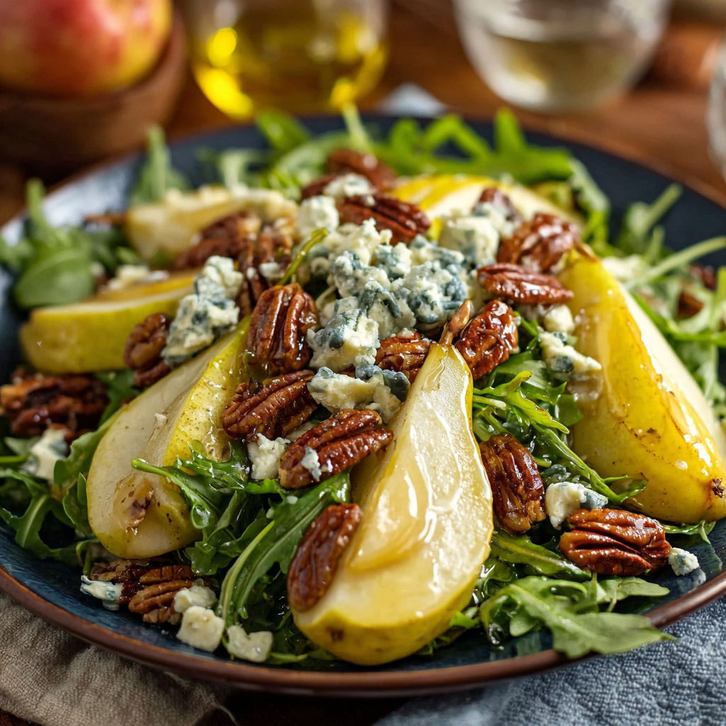 A plate of food with a salad and a blue cheese dressing.