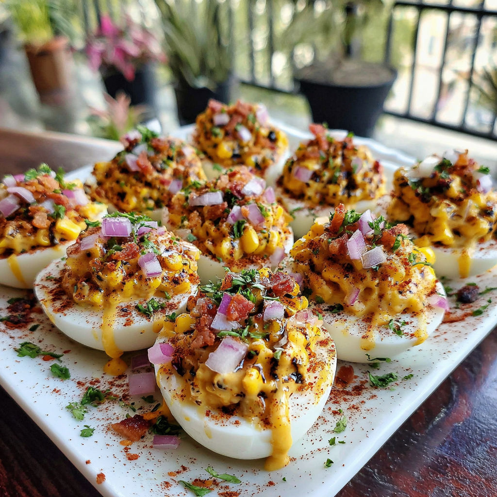 A plate of eggs with various toppings.