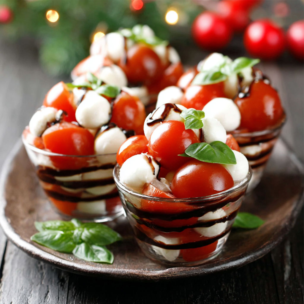 A plate of food with tomatoes and cheese.