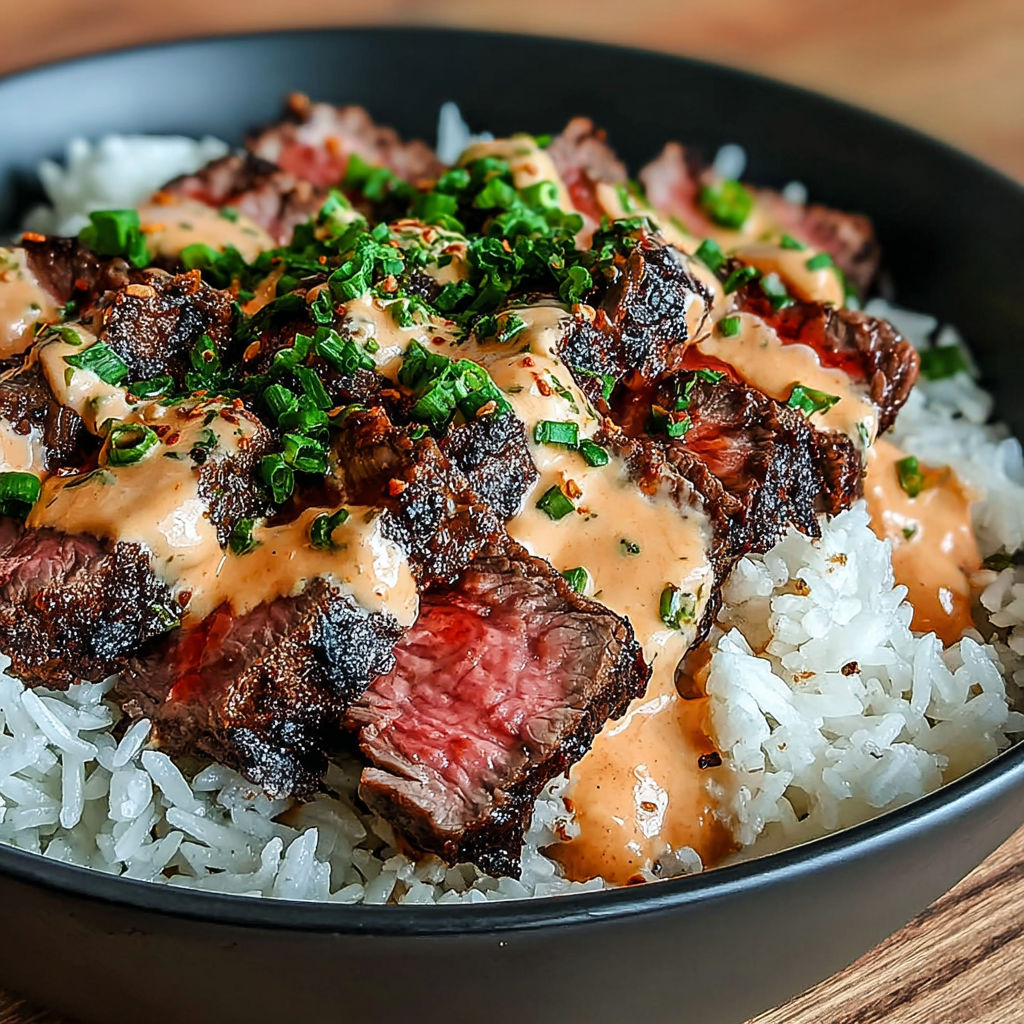 A bowl of rice with meat and sauce.