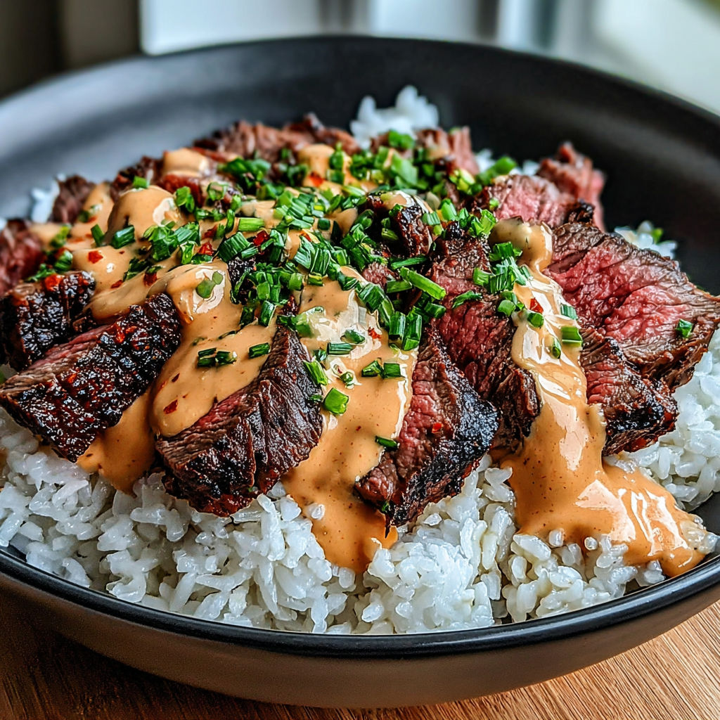 A bowl of rice with meat and sauce.