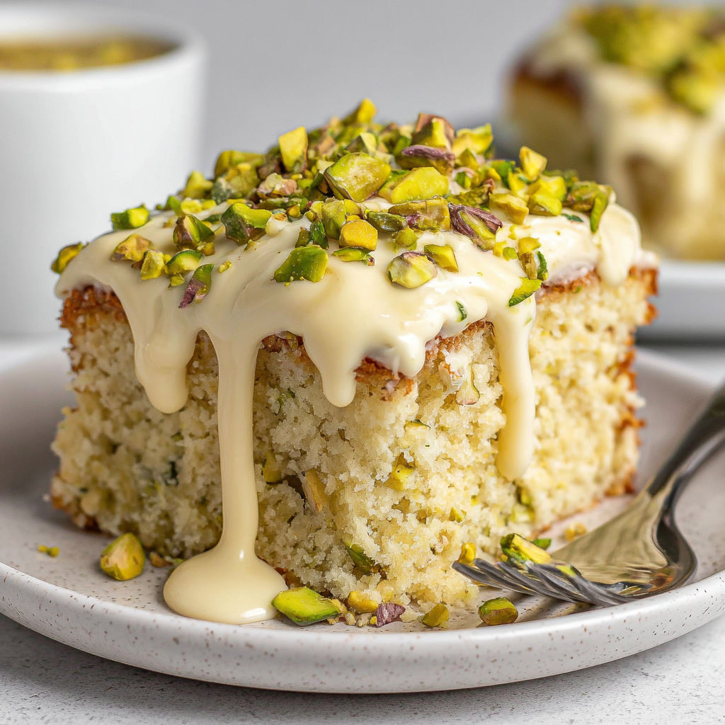 A slice of cake with white frosting and nuts on top.