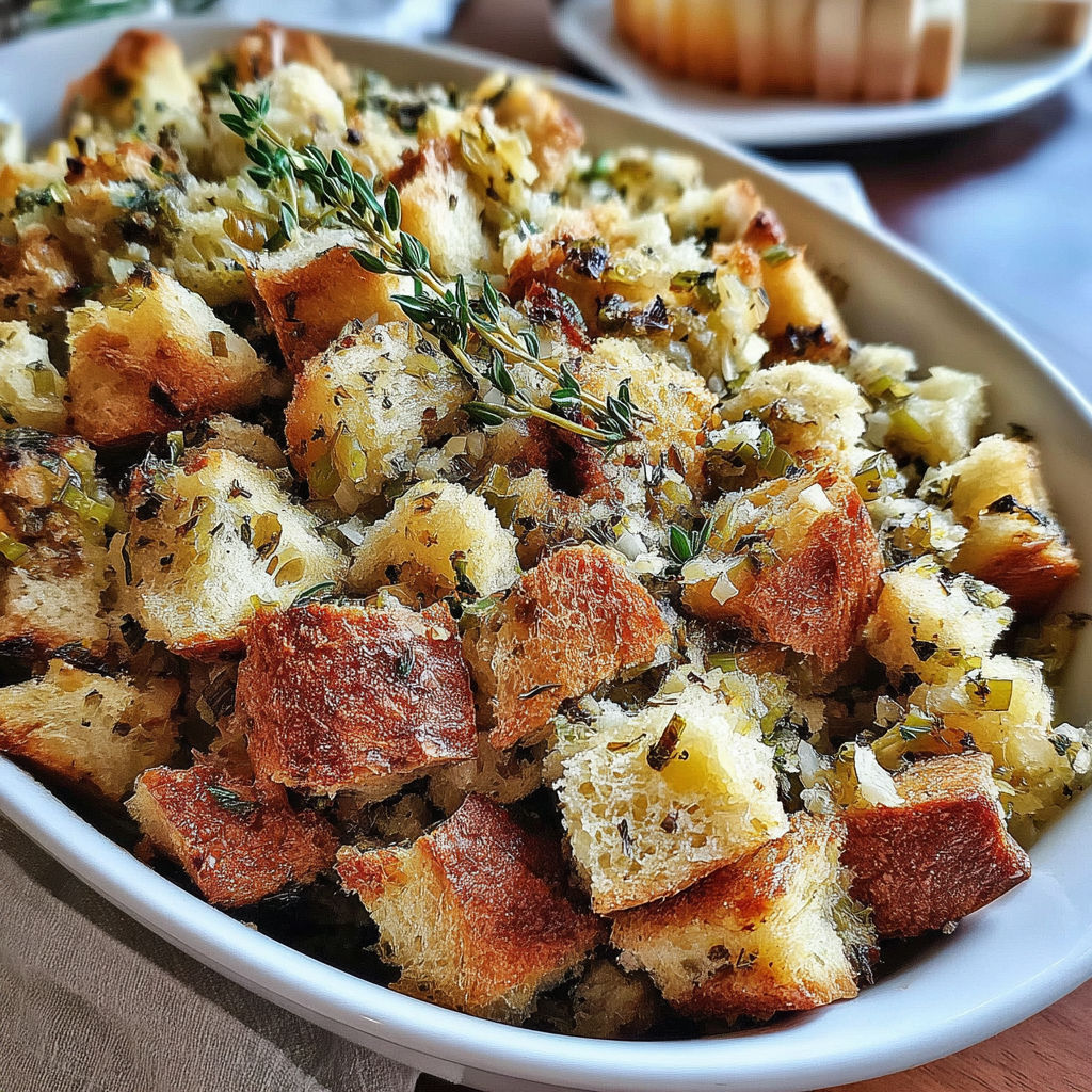 A white bowl filled with bread and herbs.