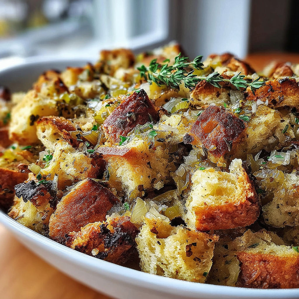 A bowl of bread with herbs on top.