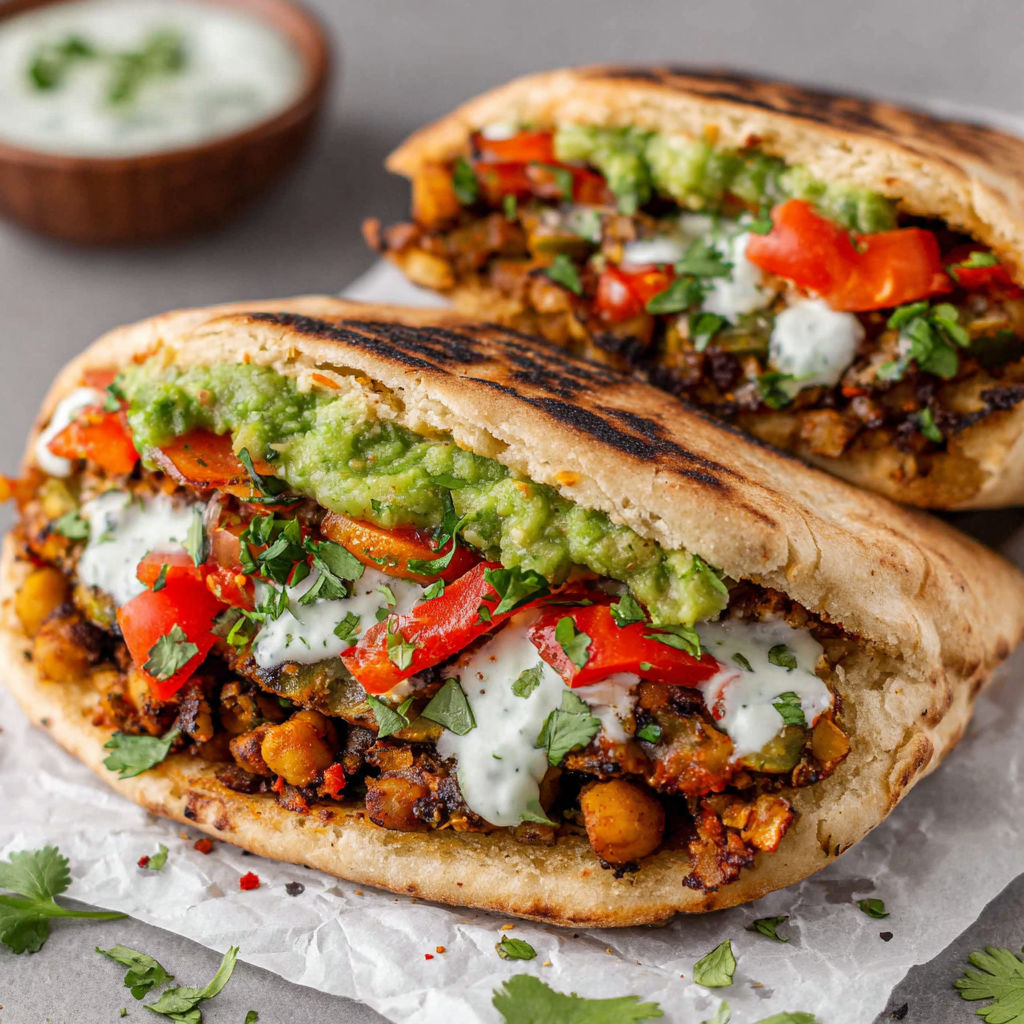 A sandwich with guacamole and sour cream.